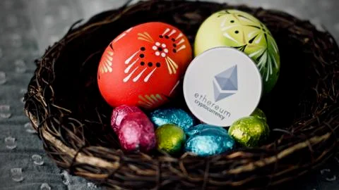Easter Ethereum coin Stock Photos
