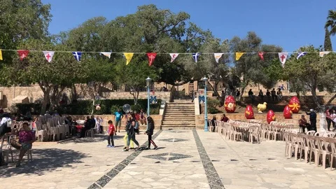 Easter Event Tracking Shot of Square in Ayia Napa Stock Footage 91328543