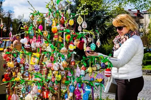 Easter exhibition-contest of Easter eggs in Uzhhorod Stock Photos