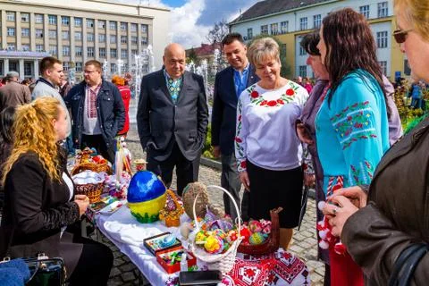 Easter exhibition-contest of Easter eggs in Uzhhorod Stock Photos