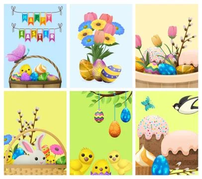 Easter Festive Cartoon Vector Concepts Collection Illustration