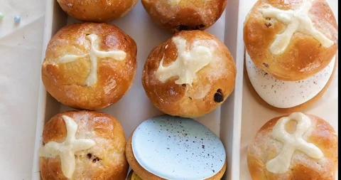 Easter festive dessert table	 Stock Footage 124455271