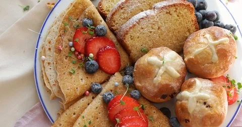 Easter festive dessert table	 Stock Footage 124826030