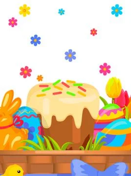 Easter Festive Flat Vector Concept with Sweets Illustrazione stock