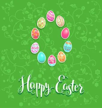 Easter festive green card Stock Illustration