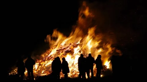 Easter fire in dark night Stock Footage 49270655