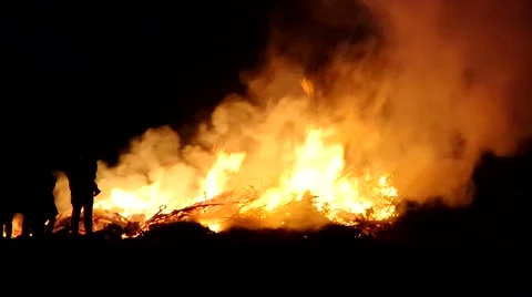 Easter fire in dark night Stock Footage 58088749