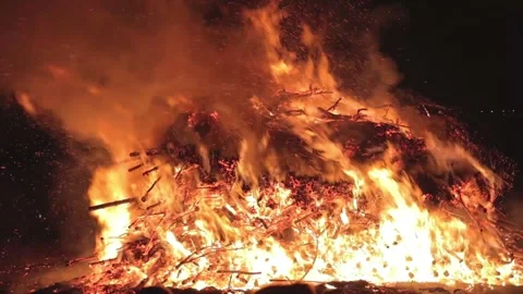 Easter fire (Hutzelfeuer) in Germany Stock Footage 142211853