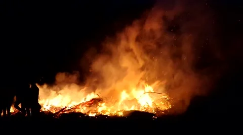 Easter fire by night Stock Footage 48918758