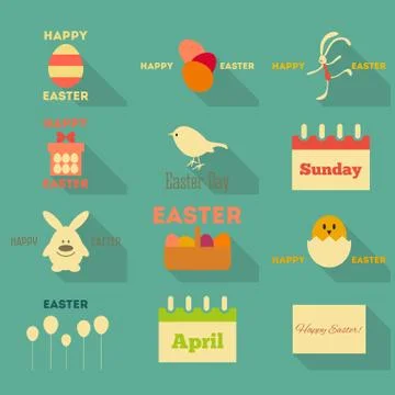 Easter Flat Icons Stock-Illustration