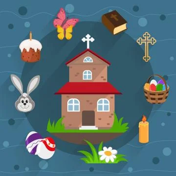Easter flat icons Stock Illustration