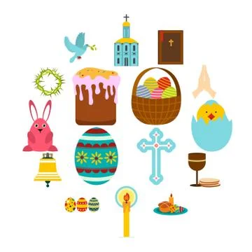 Easter flat icons Illustrazione stock
