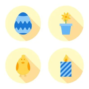 Easter flat icons set Stock Illustration