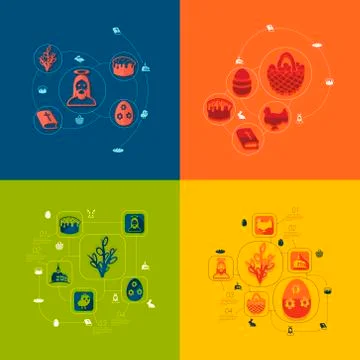 Easter flat infographic 스톡 일러스트