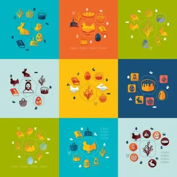 Easter flat infographic 스톡 일러스트