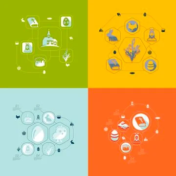 Easter flat infographic Illustrazione stock