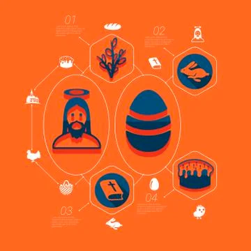 Easter flat infographic Illustrazione stock