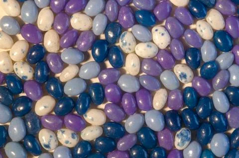 Easter Flat Lay Blue and Purple Jelly Beans 스톡 사진