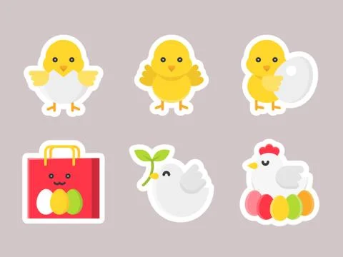 Easter flat sticker icon set, vector illustration Stock Illustration