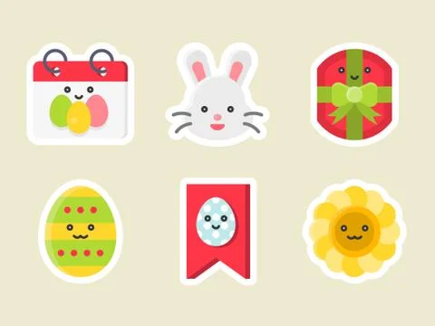 Easter flat sticker icon set, vector illustration Stock Illustration