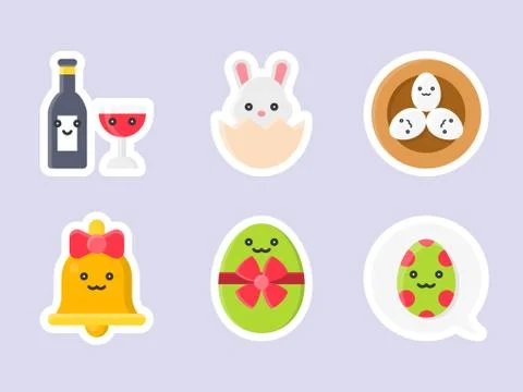 Easter flat sticker icon set, vector illustration イラスト素材