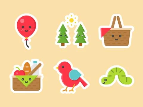Easter flat sticker icon set, vector illustration Stock Illustration