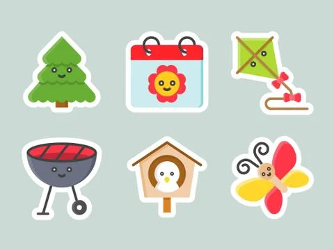 Easter flat sticker icon set, vector illustration Illustrazione stock