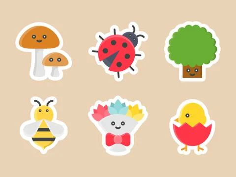 Easter flat sticker icon set, vector illustration Stock Illustration