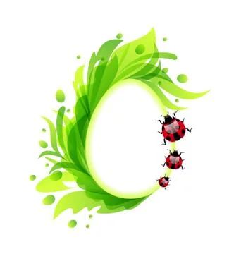 Easter flourish egg with ladybirds Stock Illustration