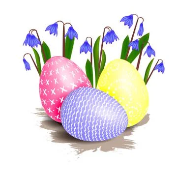 Easter flower and eggs Stock Illustration