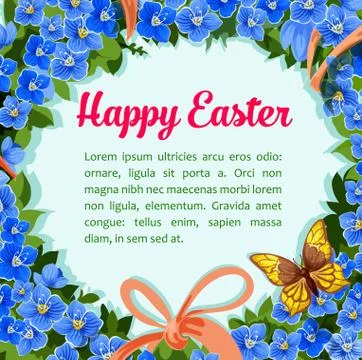 Easter flower wreath vector paschal wreath poster Stock Illustration
