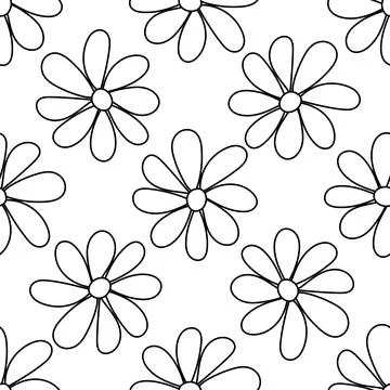 Easter flowers vector plant pattern line doodle 스톡 일러스트