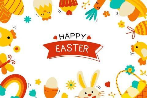 Easter flyer and banner template with decorative object element. Easter egg g Stock Illustration