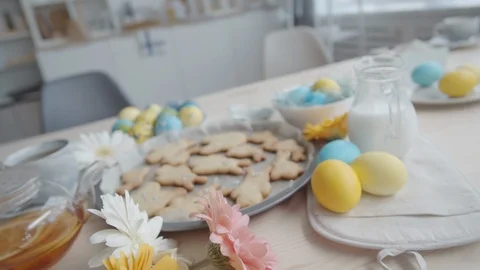 Easter Food on Kitchen Table Video stock 124576754