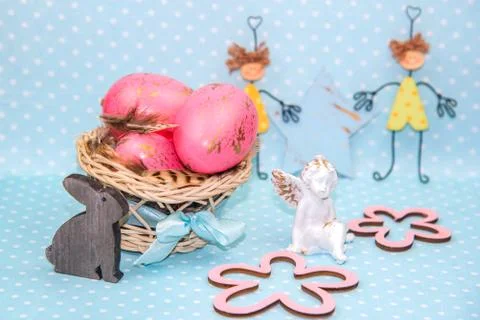 Easter food on the table . Stock Photos