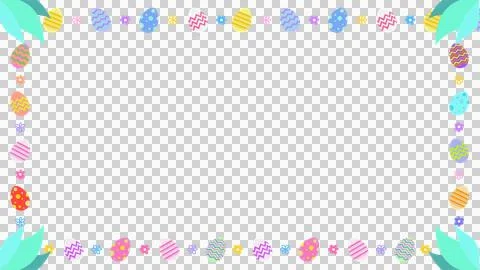 Easter frame is being shown in transparent vector with patterned eggs, flowers, イラスト素材