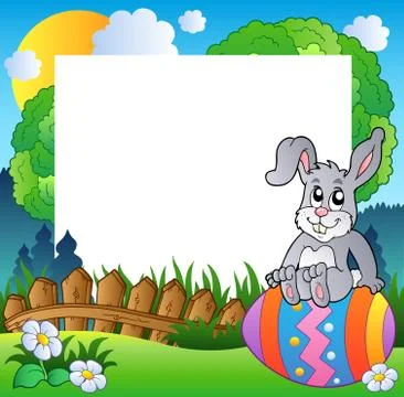 Easter frame with bunny on egg Stock Illustration