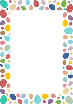 Easter frame with colorful eggs on white isolated background. Stock Illustration