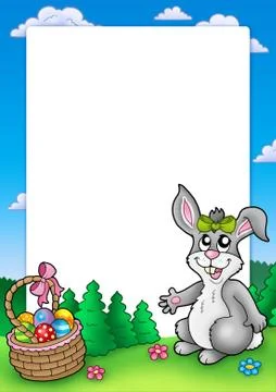 Easter frame with cute bunny Stock Illustration