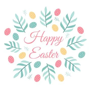 Easter frame with easter eggs hand drawn black on white background. Decorativ Stock Illustration