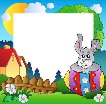Easter frame with egg and bunny Stock Illustration