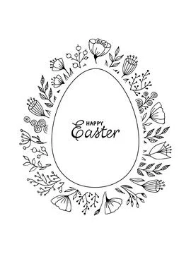 Easter frame egg shape with lettering Happy Easter Stock Illustration