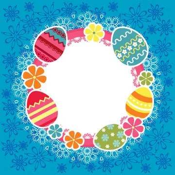 Easter frame with eggs and flowers Illustrazione stock