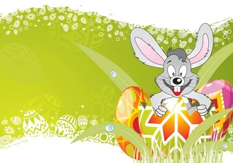 Easter Frame with Eggs and Rabbit Stock Illustration