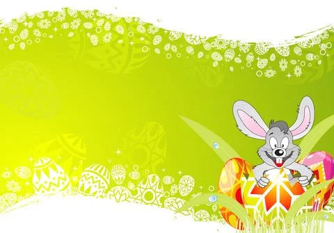 Easter Frame with Eggs and Rabbit 库存插图