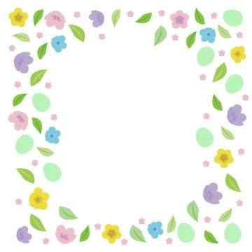 Easter frame for text with eggs, leaves Stock Illustration