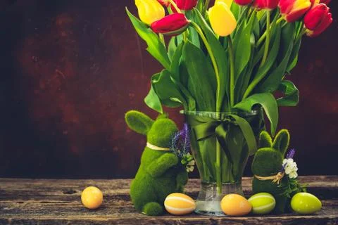Easter fresh tulips Stock Photos