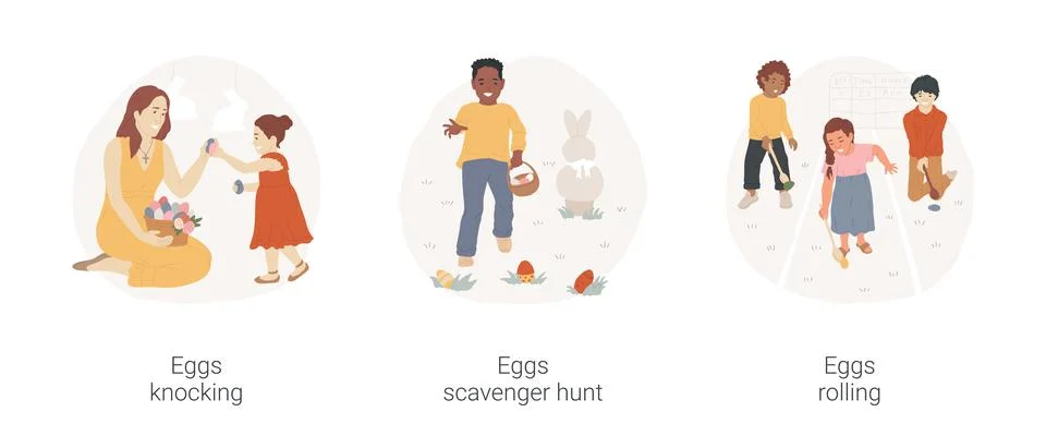 Easter games isolated cartoon vector illustration set. Stock Illustration