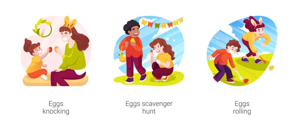Easter games isolated cartoon vector illustration set Stock Illustration