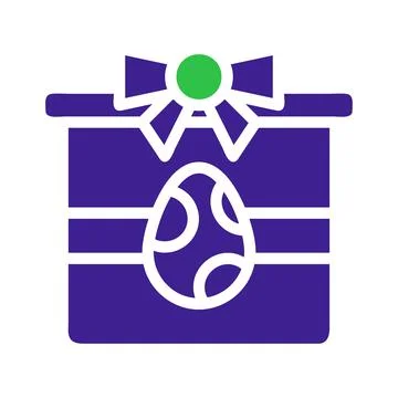 Easter Gift Box Icon.  Gift with Easter Egg.  Celebration, Present, Holiday. Stock Illustration